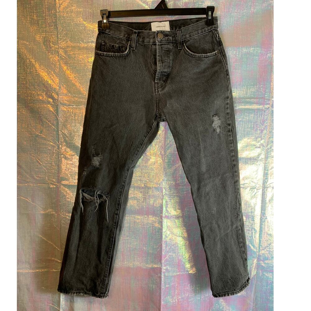 Current/Elliott Jeans Men 28 (30) Black Button Fly Distress Rocker Grunge Punk